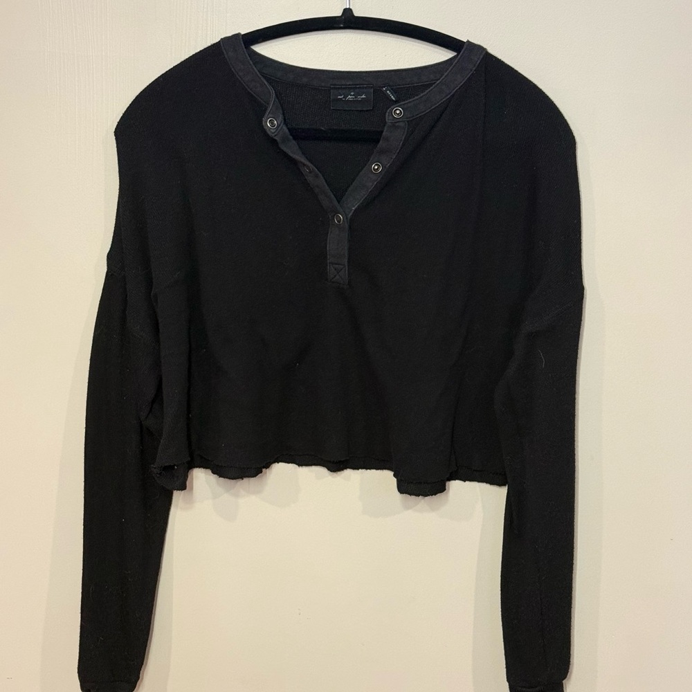 Urban Outfitters Black Long Sleeve Crop Top